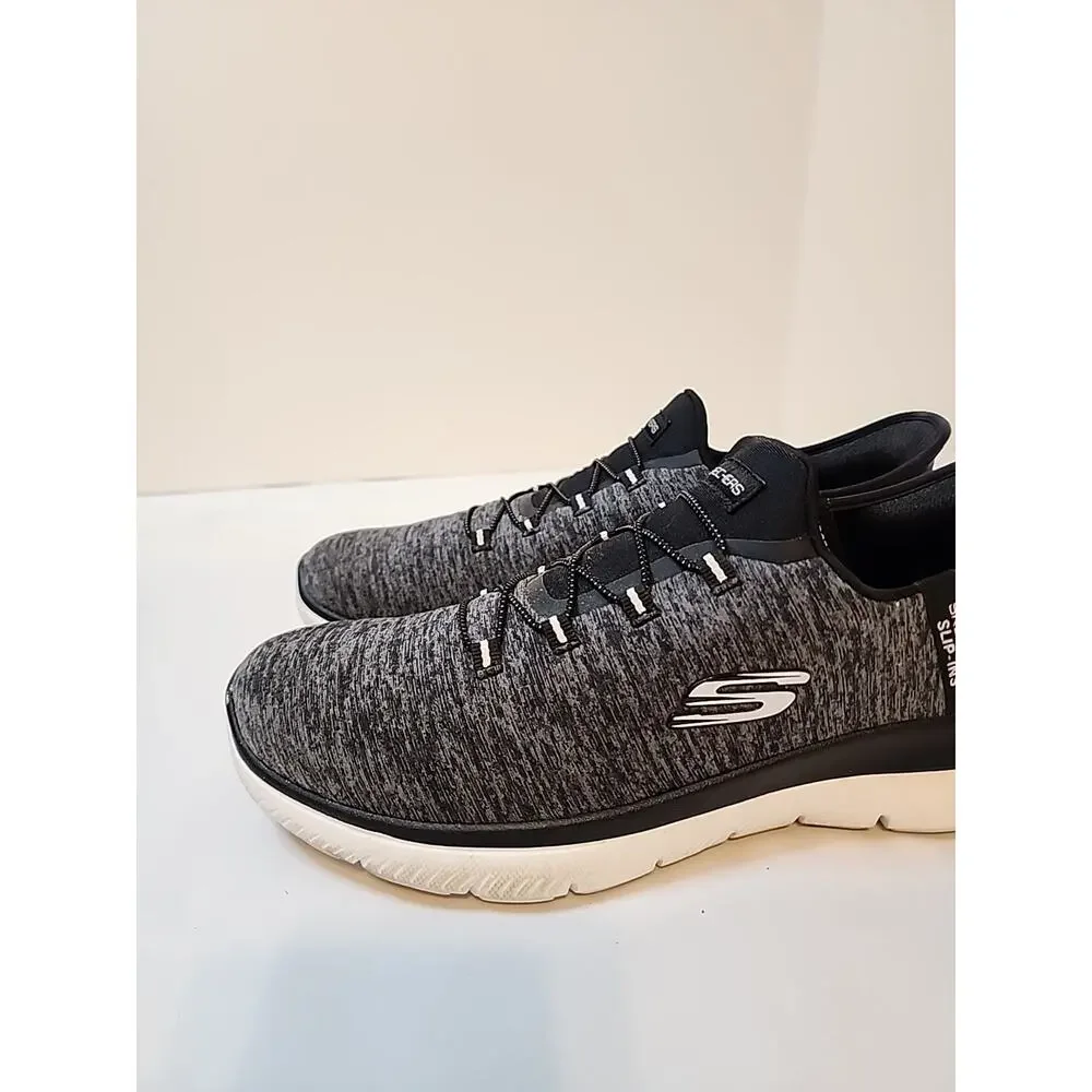 Skechers Slip Ins Shoes Women's 11 Black Gray Slip On Walking Athletic Sneakers